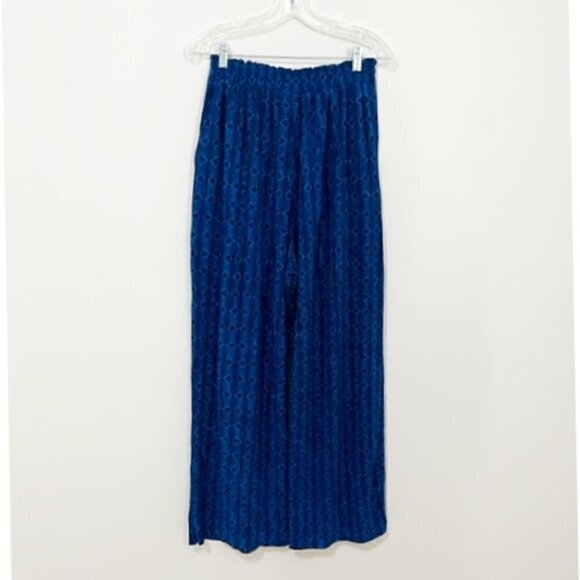 LULAROE Dianne Wide Leg Blue Crinkle Paperbag Pants - Picture 3 of 5